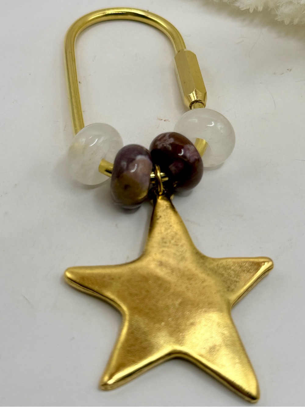 Gold Star and Gemstone Purse Charm Keychain